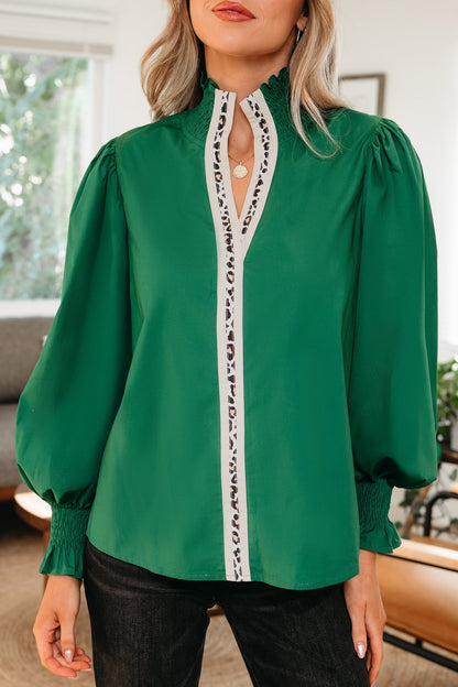 Threaded Pear Everly Flounce Sleeve Trim Blouse