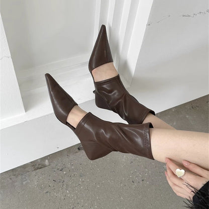Women’s French Style Pointed-Toe Stiletto Heels | Elegant Stretchy Sock-Style Pumps | Sophisticated Office Wear High Heels | Minimalist Slim-Fit Stilettos for Women | 2026 Luxury Footwear