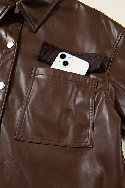 Threaded Pear Mila Drawstring Hem Leather Jacket