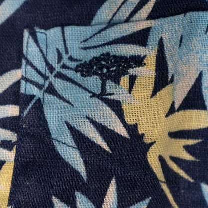 Fynch Hatton Men's Linen Tropical Print Shirt Navy
