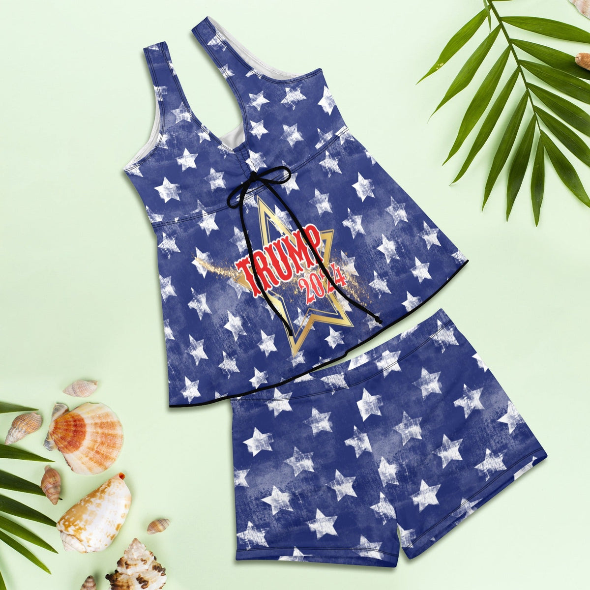 Baha Ranch Trump Maga Tankini Top Shorts Set