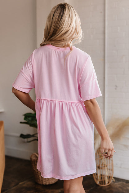 Threaded Pear Estella Pocketed Raw Edge Babydoll Dress