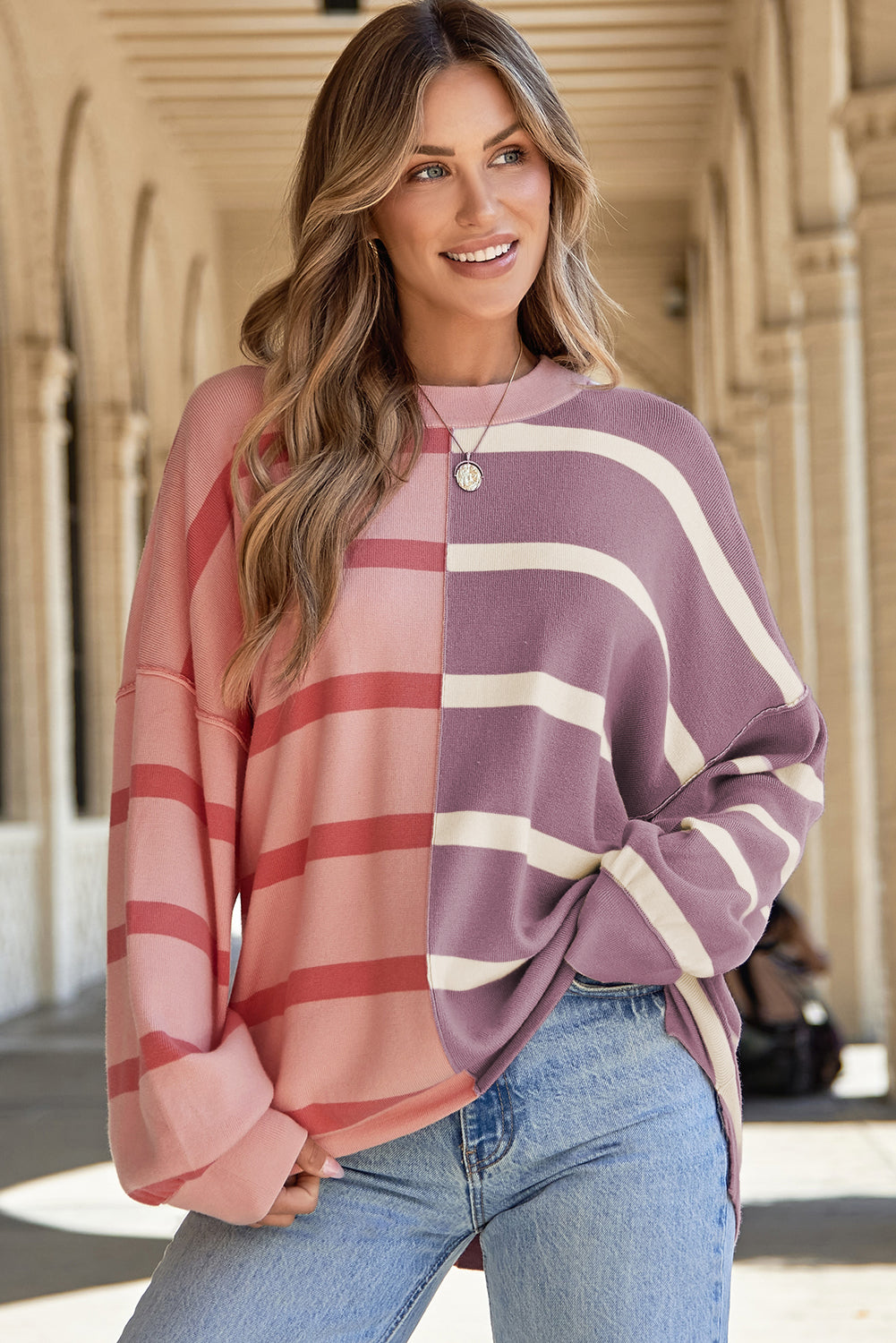 Threaded Pear Araya Stripe Oversized Sweater