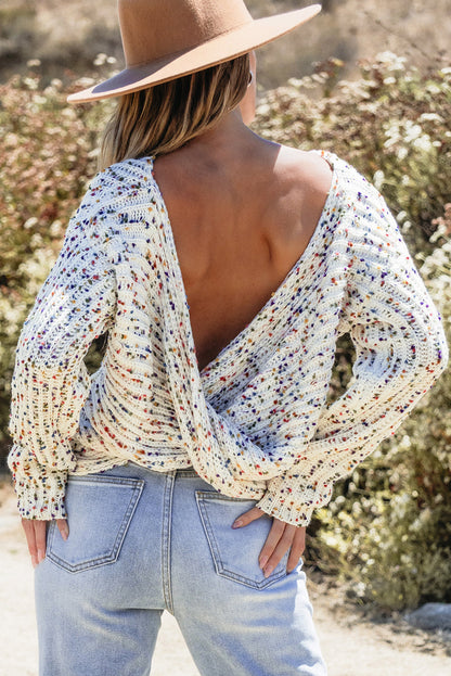 Threaded Pear Scarlett Confetti Reversible Twist Sweater