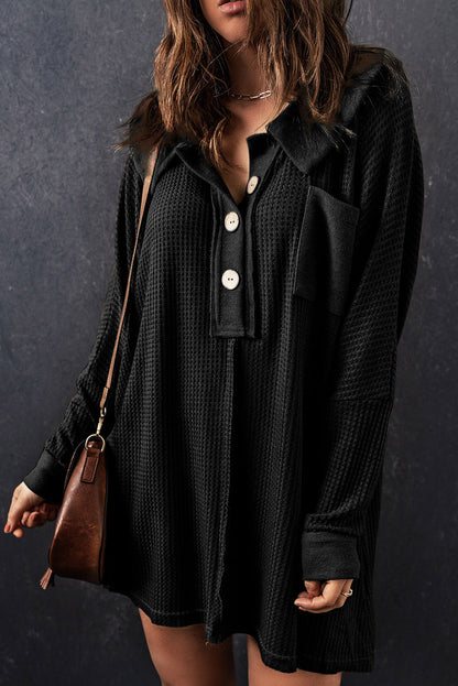 Threaded Pear Nina Waffle Knit Long Sleeve Top