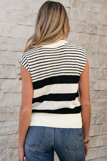 Threaded Pear Irene Striped O Neck Sweater Vest