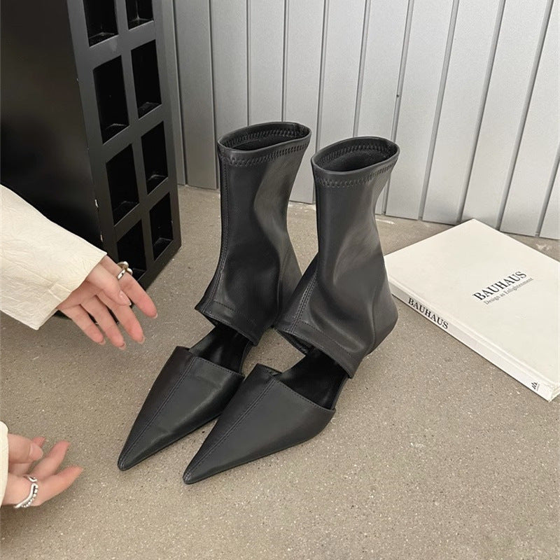 Women’s French Style Pointed-Toe Stiletto Heels | Elegant Stretchy Sock-Style Pumps | Sophisticated Office Wear High Heels | Minimalist Slim-Fit Stilettos for Women | 2026 Luxury Footwear