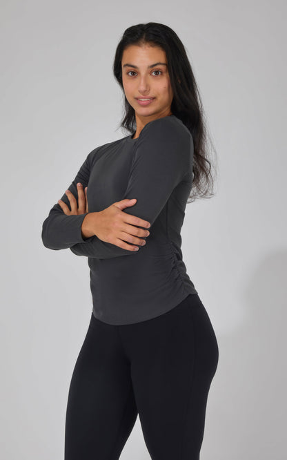 90 Degree by Reflex 2 PK Side Ruched Long Sleeve Top