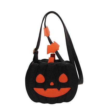 Halloween Funny Pumpkin Crossbody Bag | Creative Cartoon Pumpkin Purse with Bat Wings | Personalized Fall Festival Shoulder Bag | Whimsical Holiday Party Bag for Women & Teens