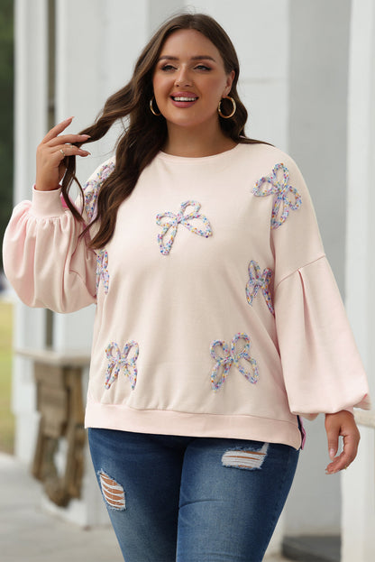 Threaded Pear Laila Bow Lantern Sleeve Oversized Sweatshirt