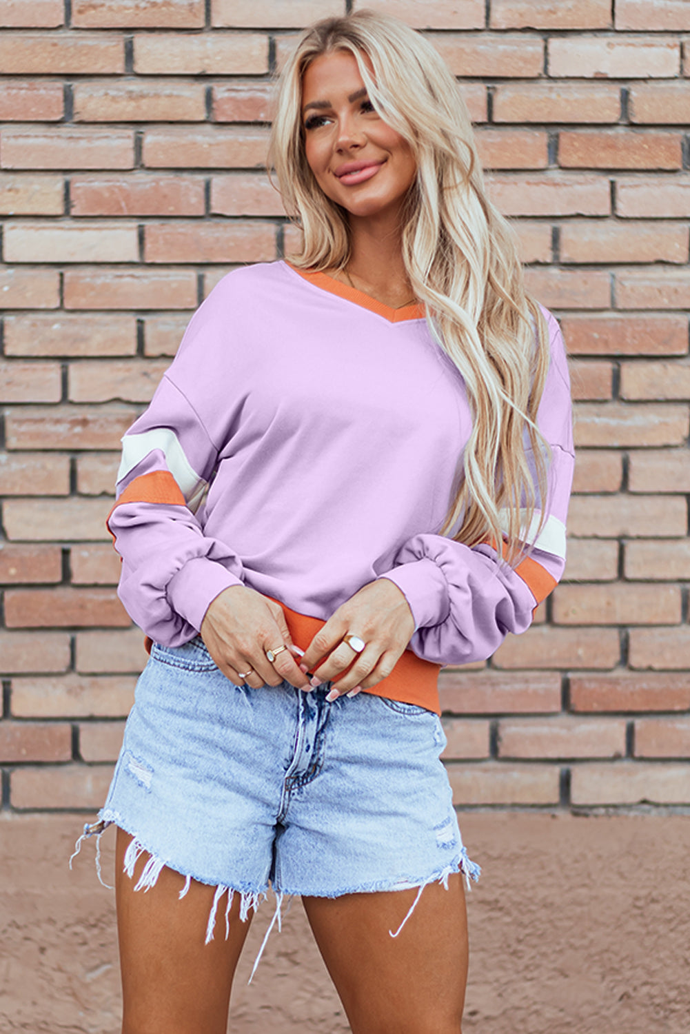 Threaded Pear Mazie V Neck Sweatshirt