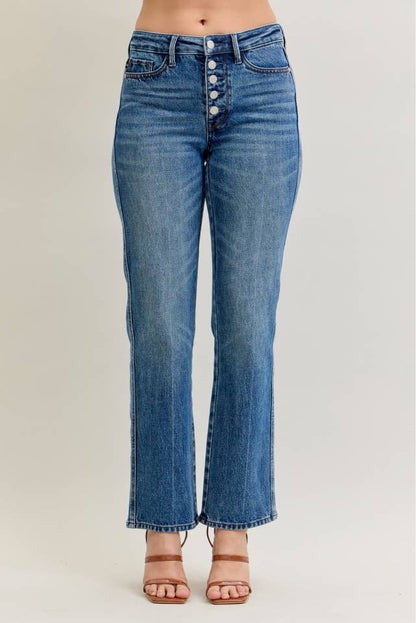 Drew - Mid Rise Slim Straight Rigid Magic Button-Fly Jeans