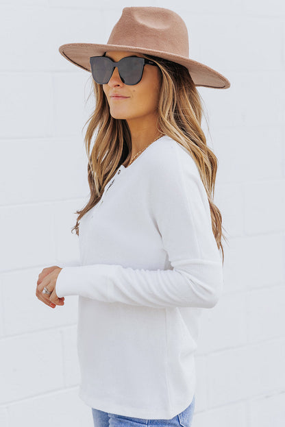 Threaded Pear Harper Waffle Knit Henley Top