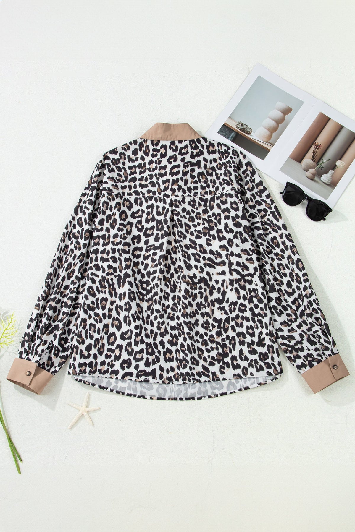 Threaded Pear Kayleigh Print Contrast Trim Long Sleeve PLUS Top
