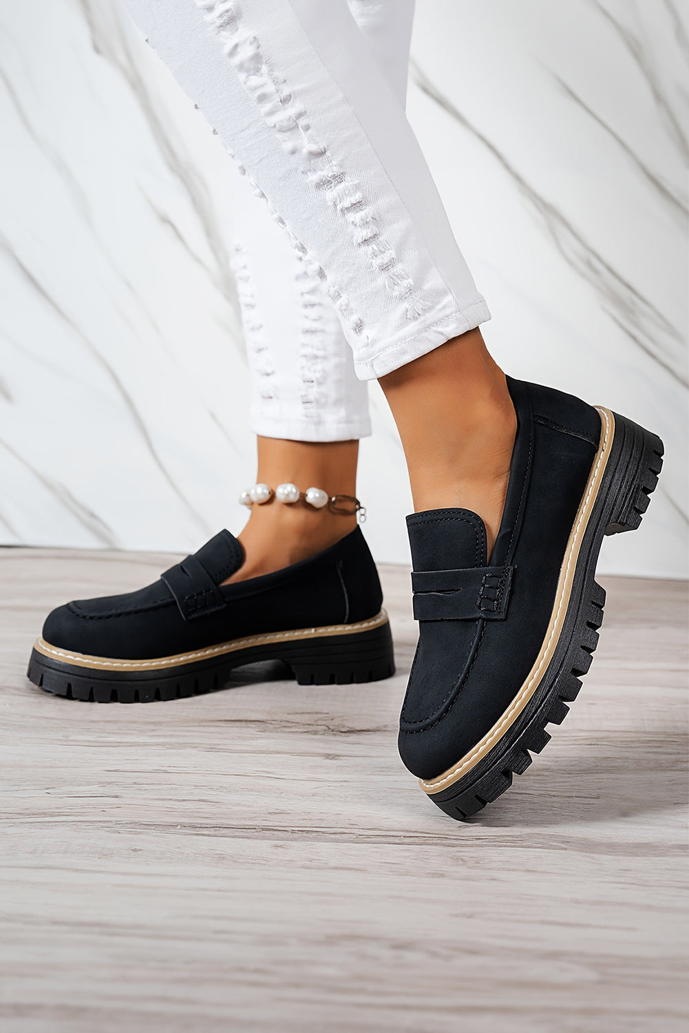 Threaded Pear Lyra Slip On Chunky Loafers
