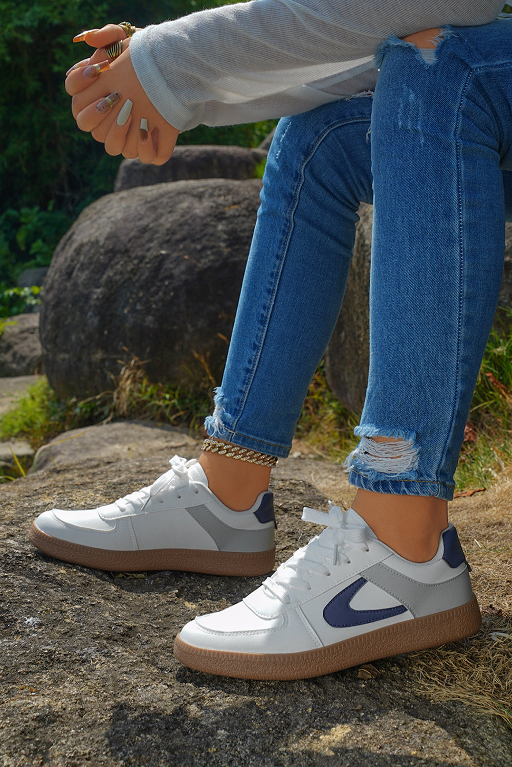 Threaded Pear Elizabeth Leather Lace Up Sneakers