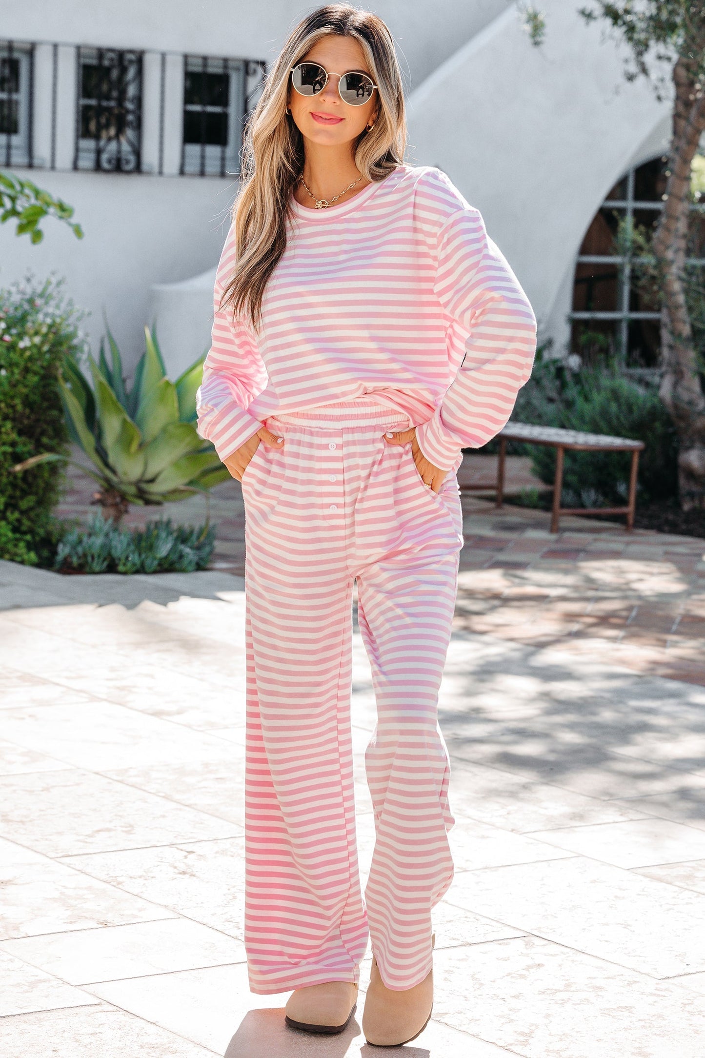 Threaded Pear Amber Stripe Drop Shoulder Set