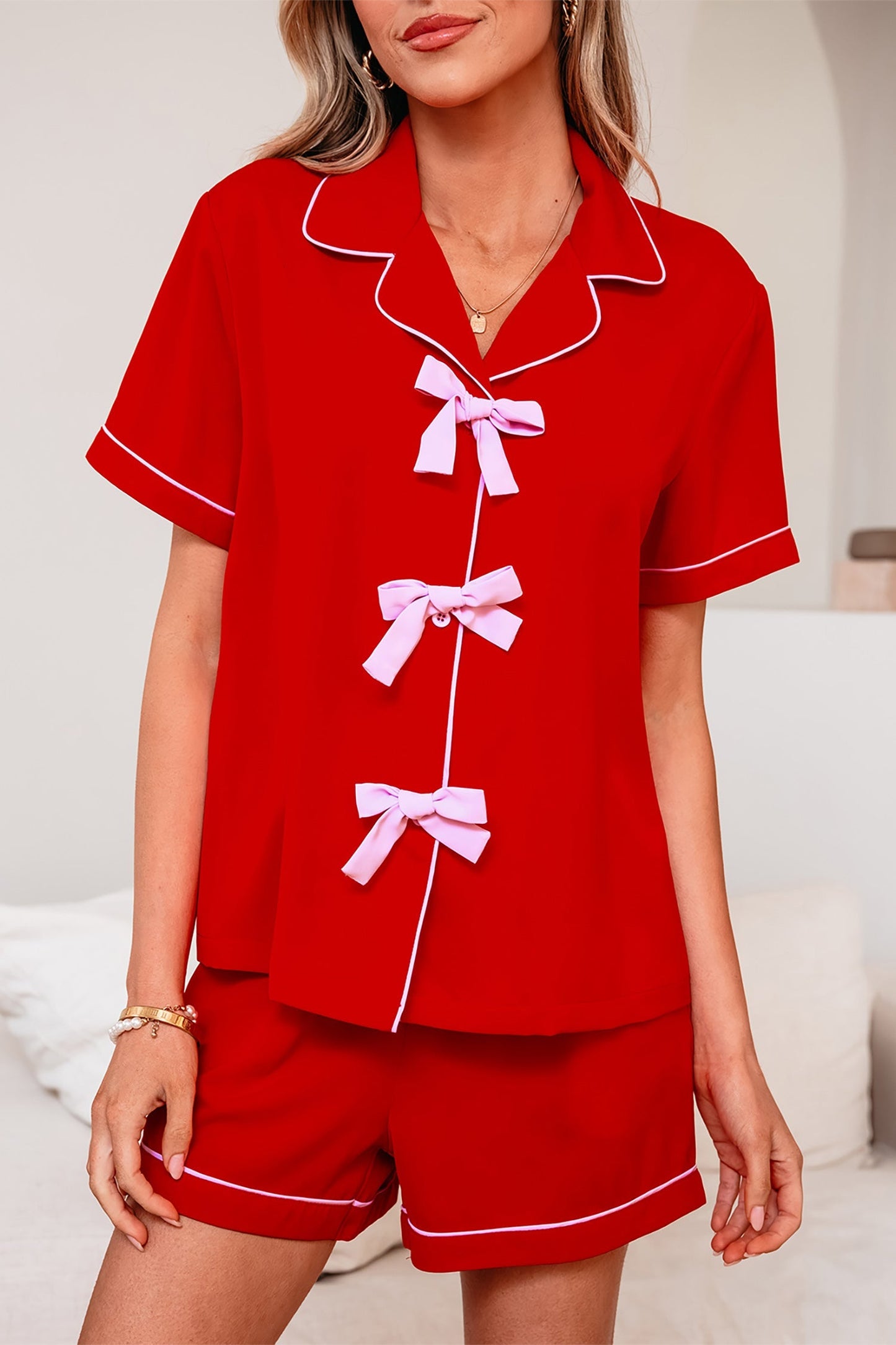 Threaded Pear Elaina Silky 2pcs Pajama Set