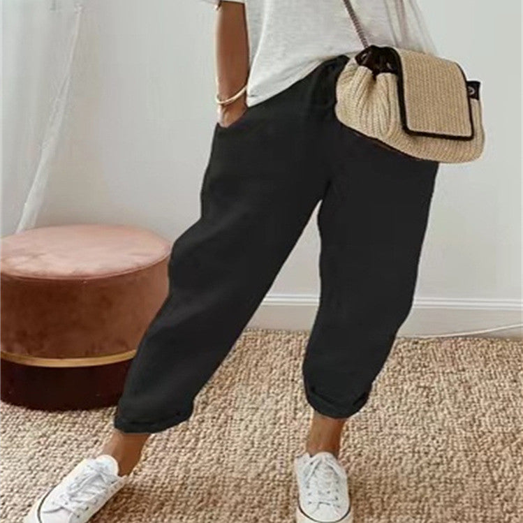 Women’s Premium Cotton-Linen Casual Pants | Breathable Solid Color Trousers | Elegant Relaxed Fit Summer Pants | Trendy Minimalist High-Rise Bottoms | 2026 Sustainable Fashion Collection