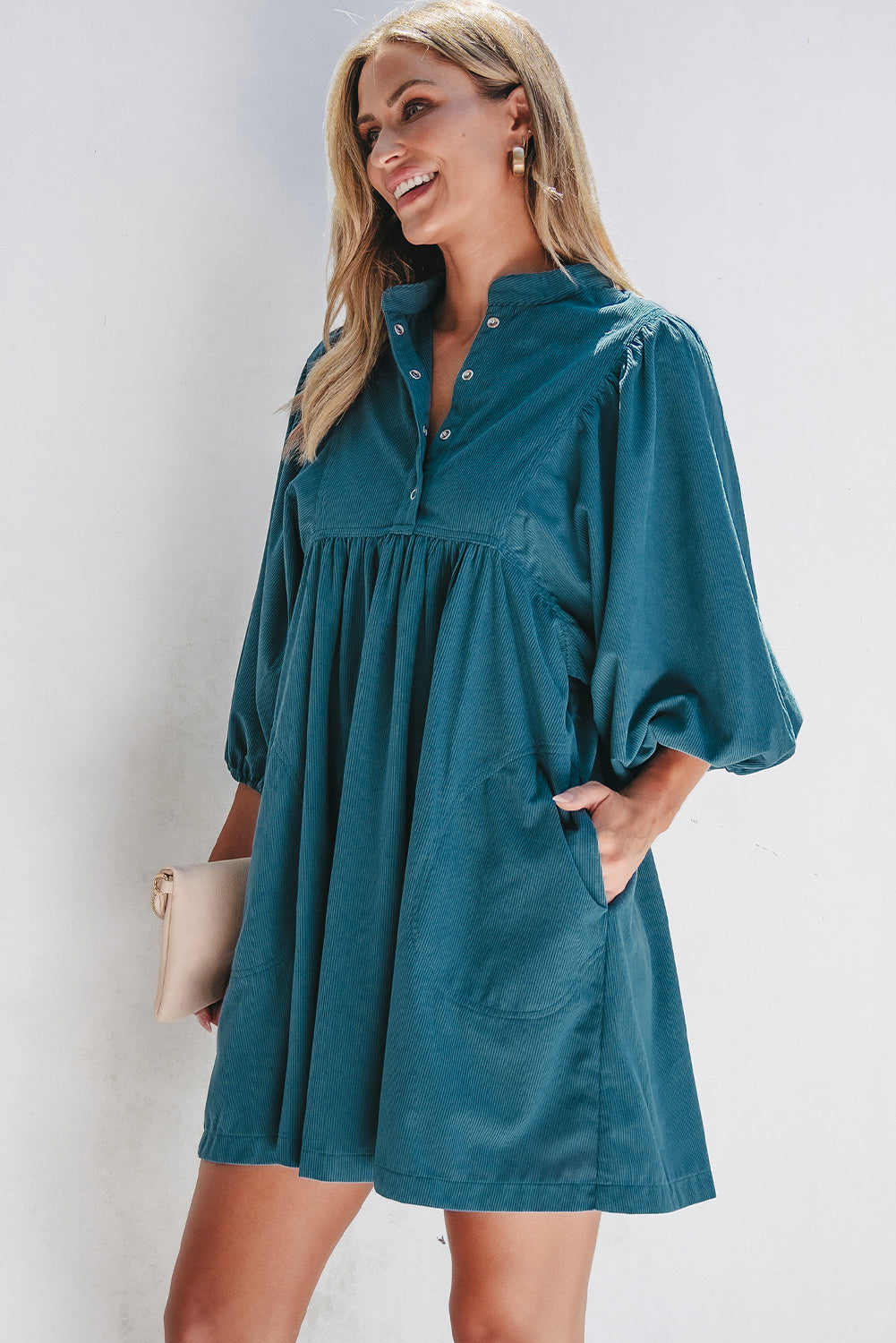Threaded Pear Charlie Corduroy Button Dress