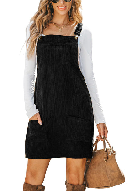 Threaded Pear Alexis Front Pockets Corduroy Overall Dress.