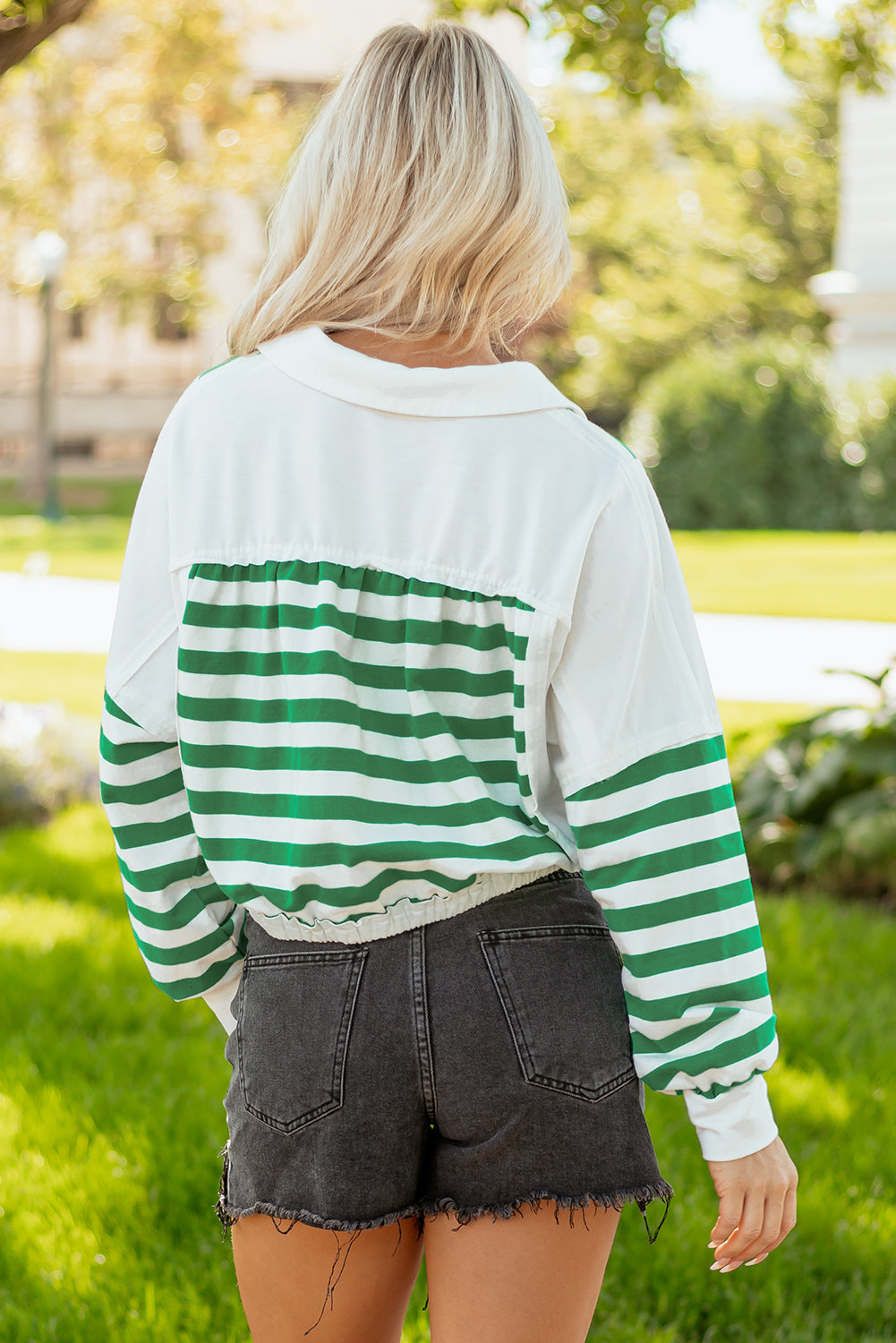 Threaded Pear Janelle Collared Cropped Knit Pullover