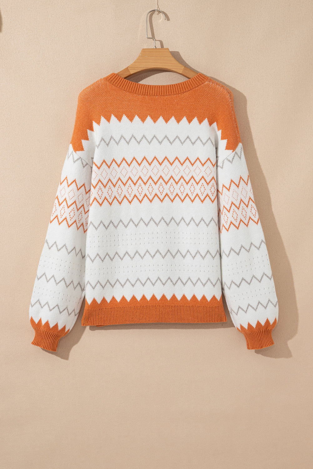 Threaded Pear Daphne Zigzag Knitted Pullover Sweater