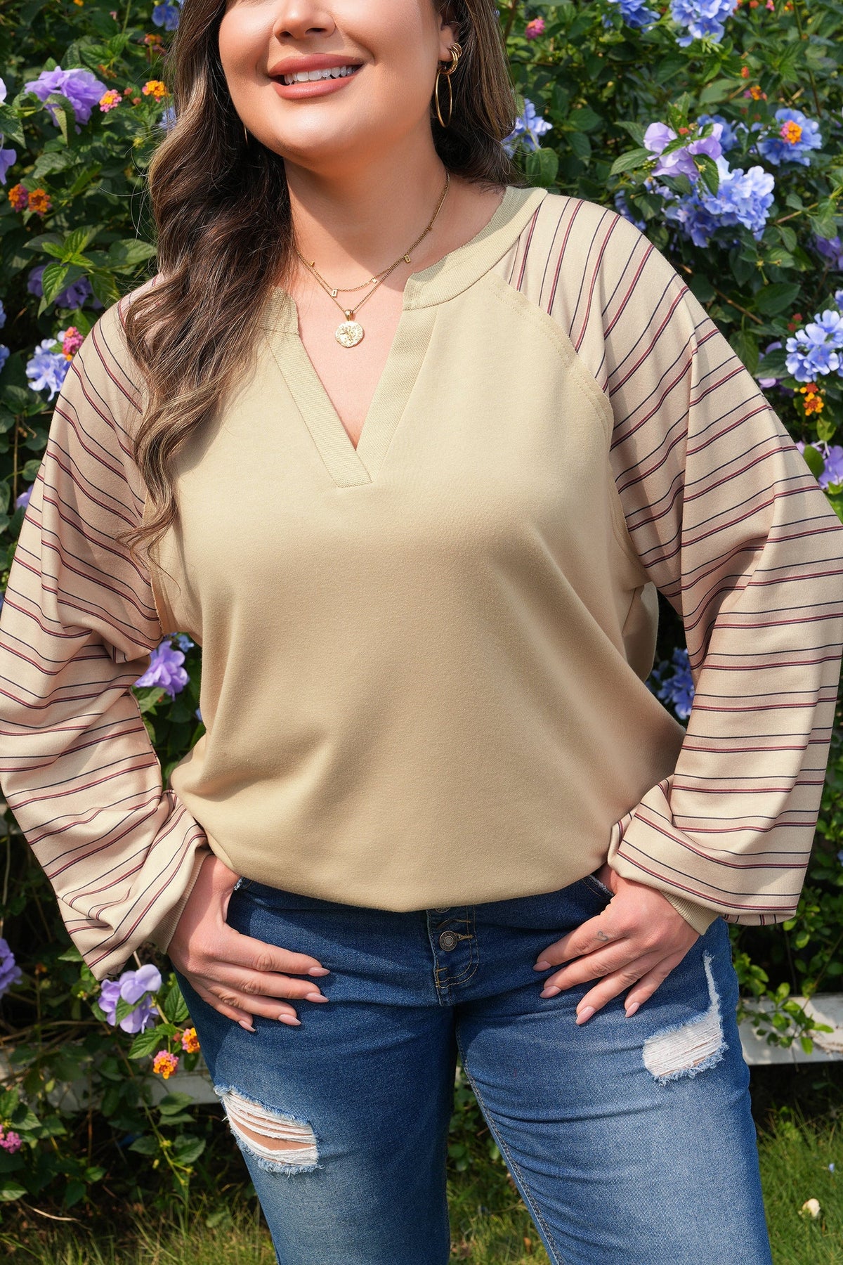 Threaded Pear Iris Notched Raw Edge PLUS Jumper