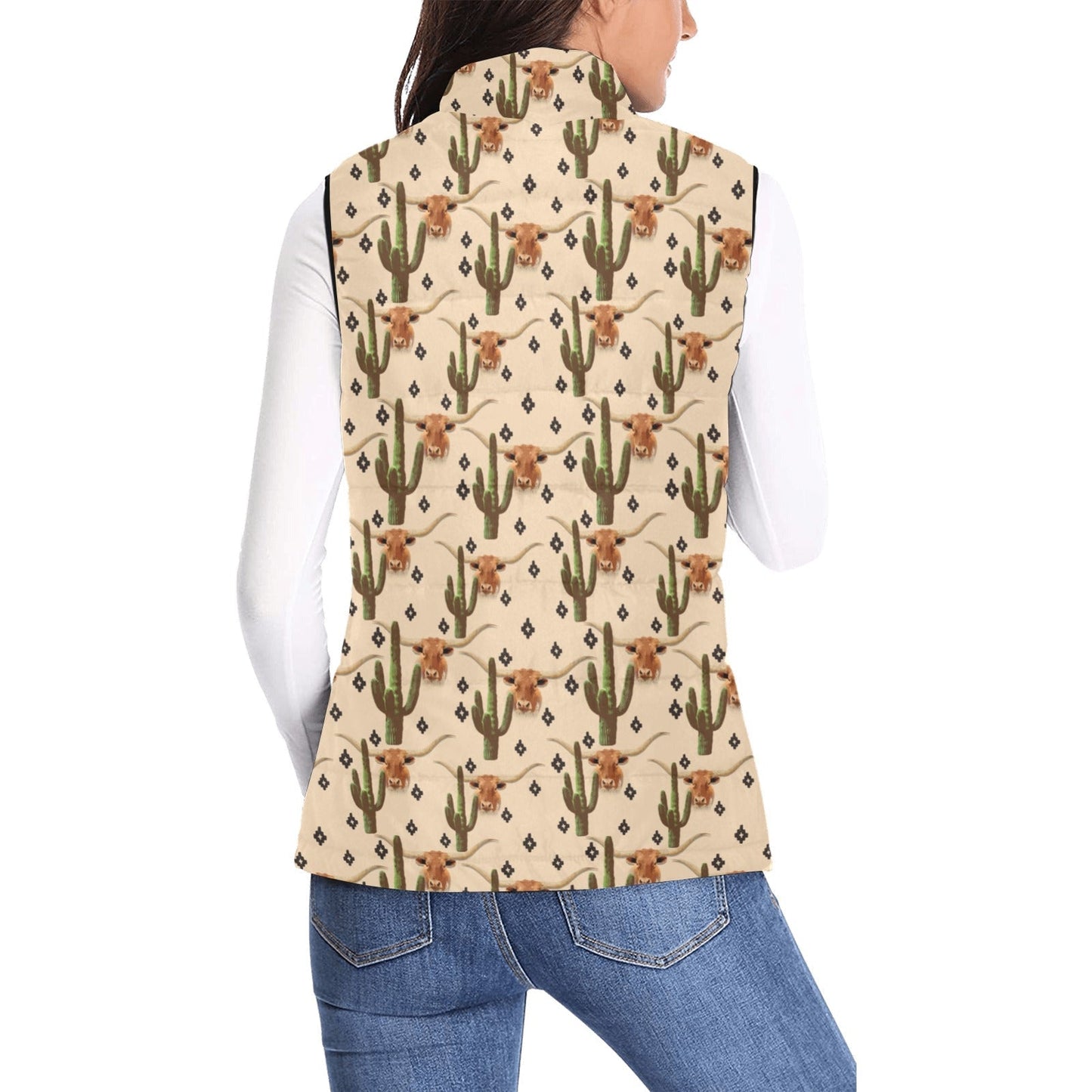 Baha Ranch Longhorn Cactus Women's Western Puffy Vest