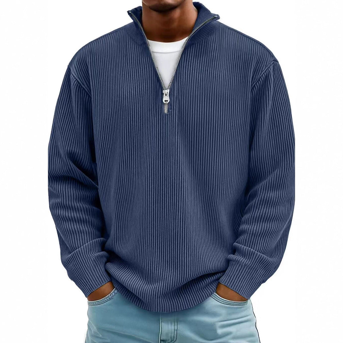 Men's Corduroy Zip Collar Sweatshirt