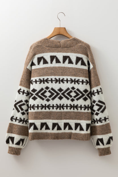 Threaded Pear Adelynn Geometric Pattern Front Sweater