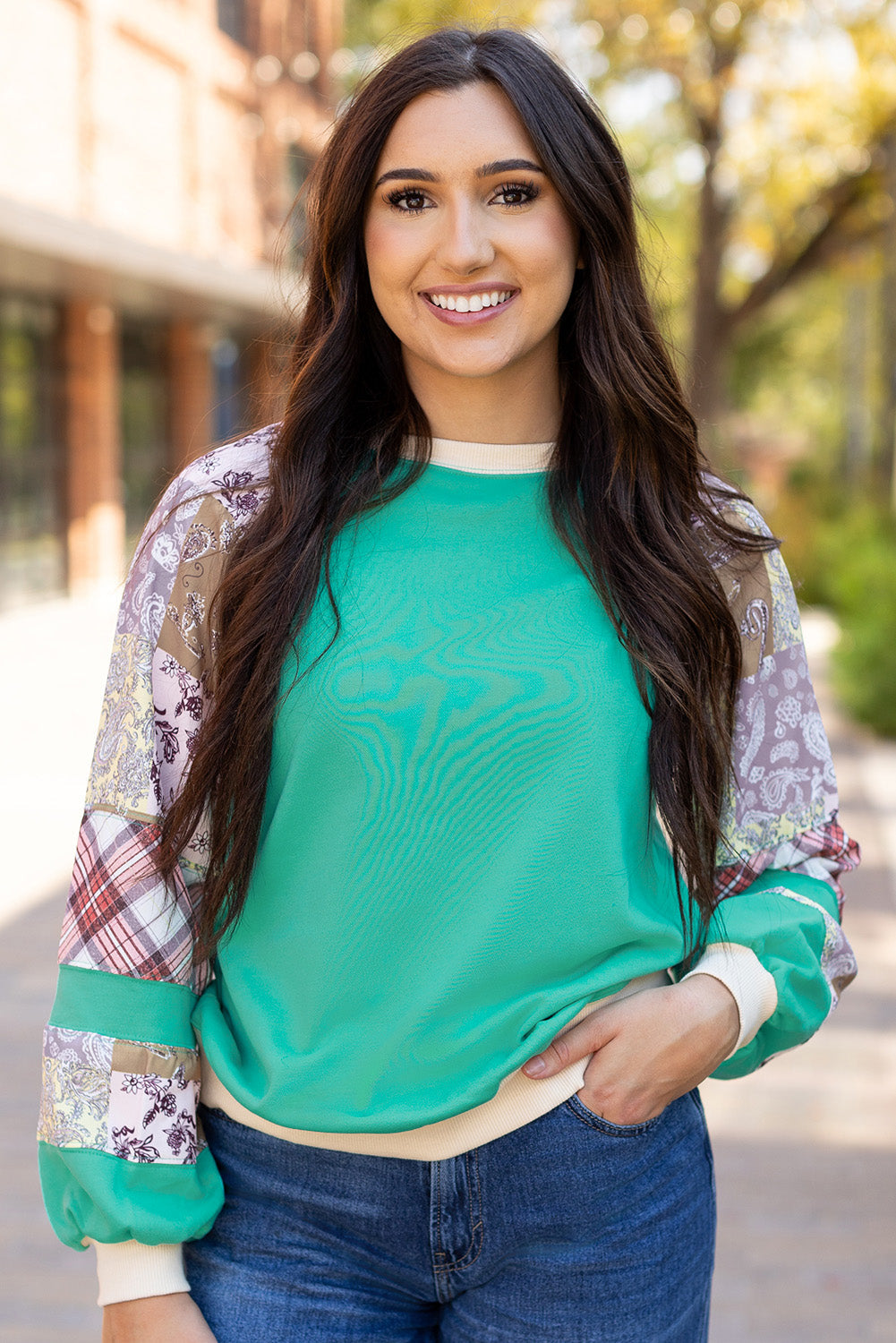 Threaded Pear Maeve Sleeve Raglan top Long Sleeve Top
