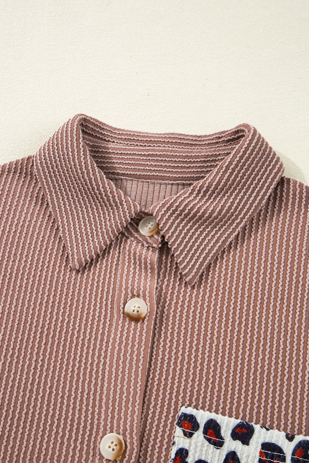 Threaded Pear Journee Leopard Ribbed Casual Shacket