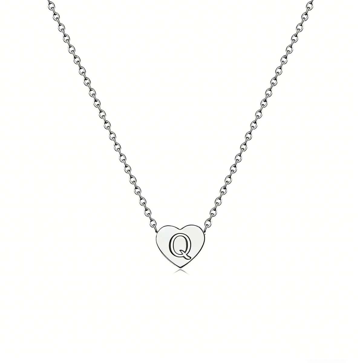 Dainty Initial Heart Necklace Personalized 26 Letters Available