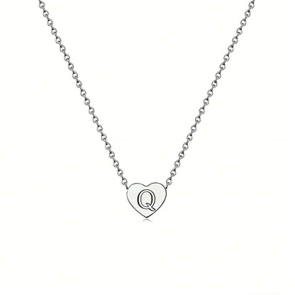 Dainty Initial Heart Necklace Personalized 26 Letters Available