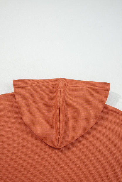 Threaded Pear Taytum Patchwork Drawstring Hooded Long Sleeve Top