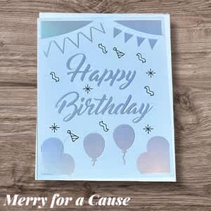 Cursive Happy Birthday Card Blue