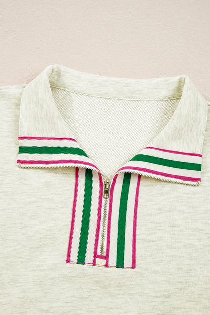 Threaded Pear Felitina Patchwork Zip Collar Pullover
