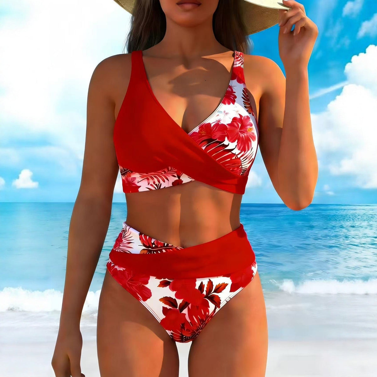 Women's Floral Print Bikini Set Two Piece Swimsuit Sexy European Style