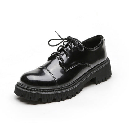 Women’s Solid-Color Retro Slip-On Platform Shoes