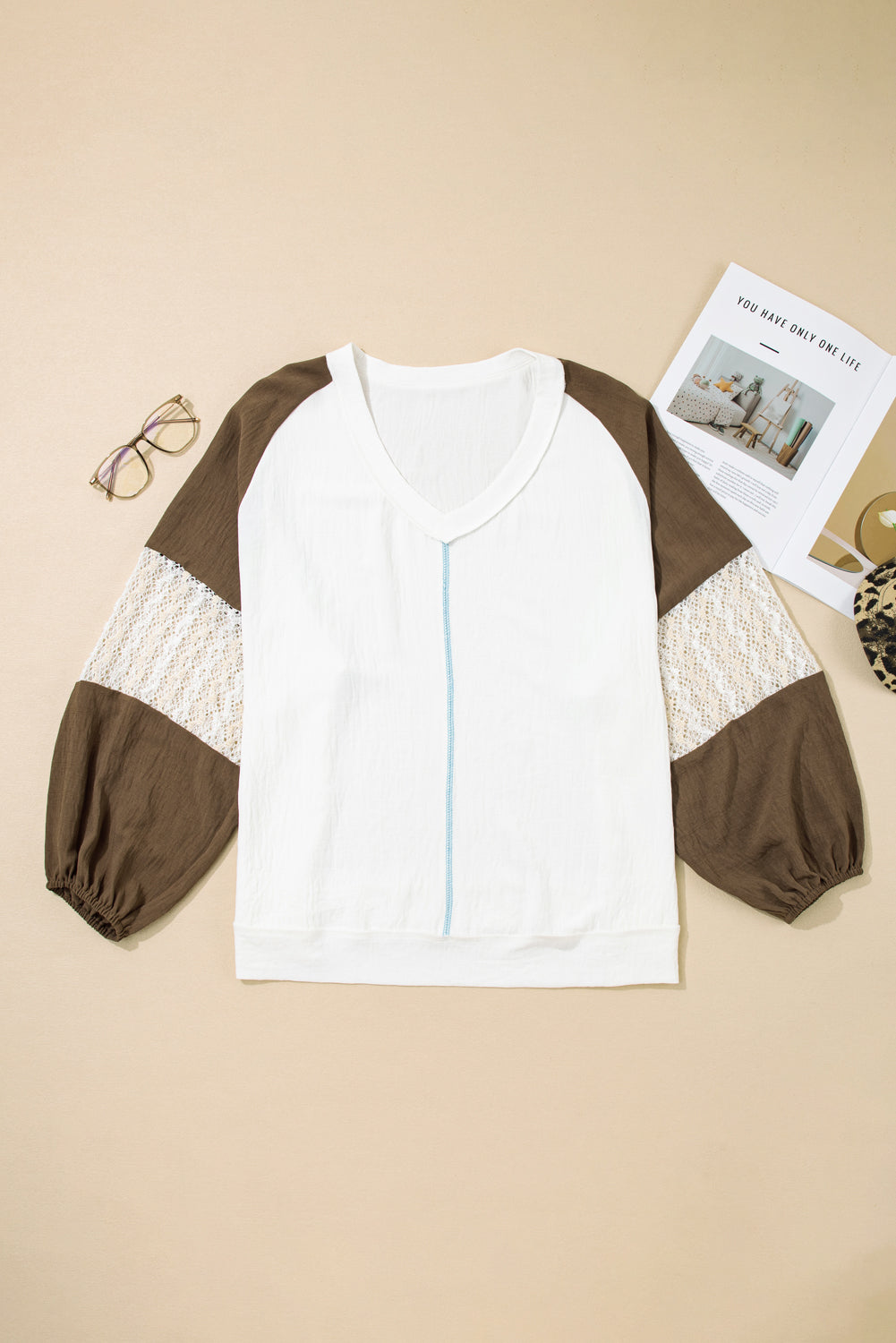 Threaded Pear Julietta Patchwork Balloon Sleeve PLUS Blouse