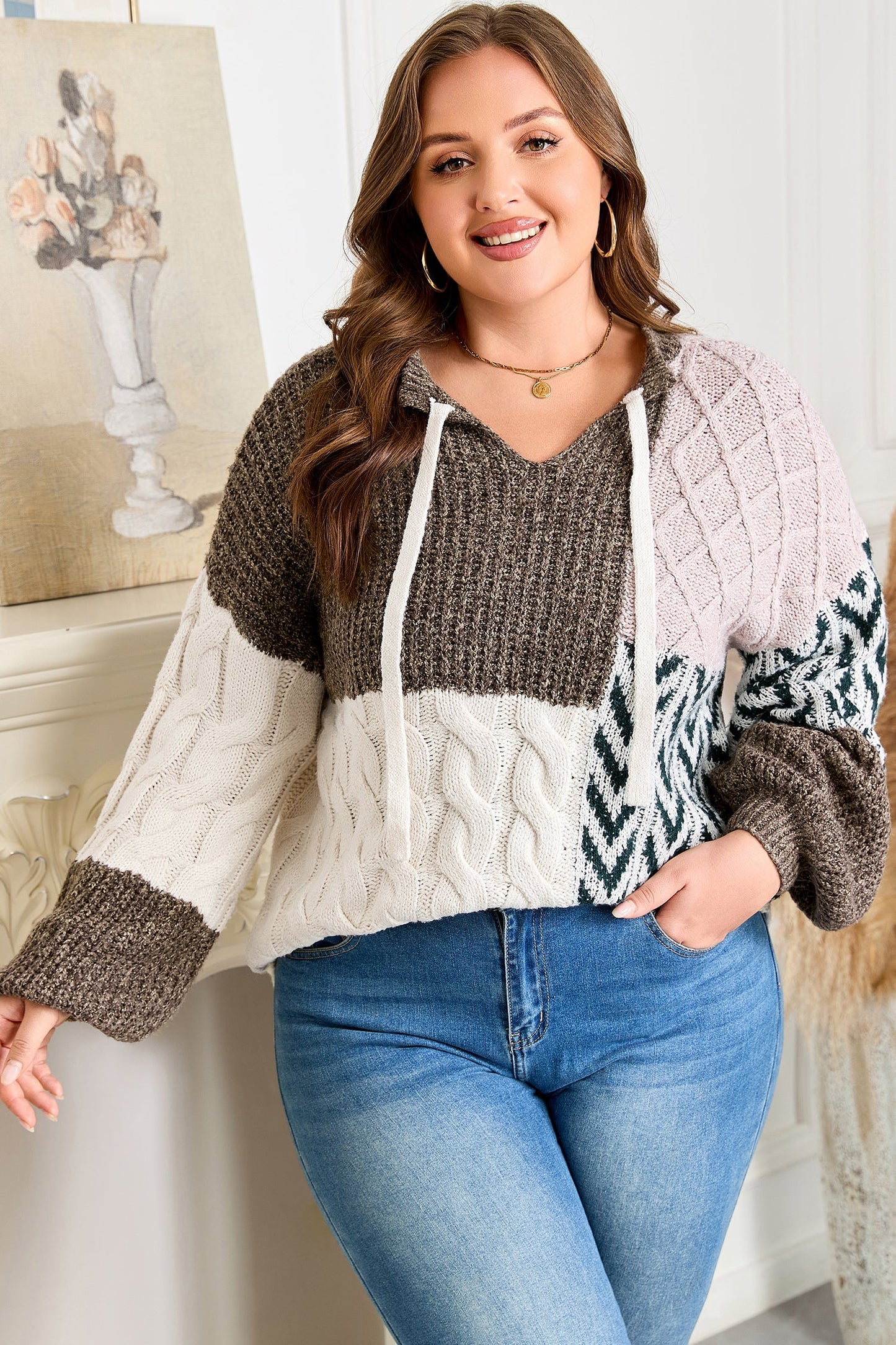 Threaded Pear Rivka Back Loose Fit PLUS Sweater