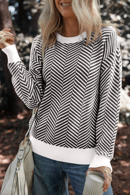 Threaded Pear Evelyn Edge Drop Shoulder Sweater