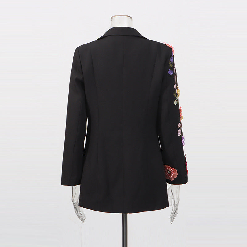 Women’s Elegant Suit with 3D Floral Embroidery | High-Sense Professional Embroidered Blazer & Trousers | Trendy Minimalist Couture Business Suit | Luxury-Label Statuesque Formal Wear | 2026 High-Fashion Radiant Executive Essential