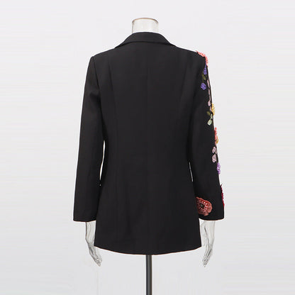 Women’s Elegant Suit with 3D Floral Embroidery | High-Sense Professional Embroidered Blazer & Trousers | Trendy Minimalist Couture Business Suit | Luxury-Label Statuesque Formal Wear | 2026 High-Fashion Radiant Executive Essential