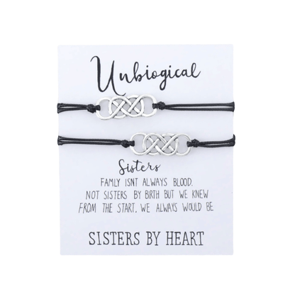 Black & Silvertone Celtic Knotted 'sisters' Adjustable Bracelet Set