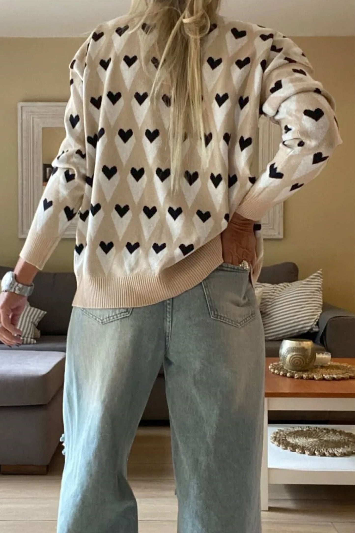 Threaded Pear Aspyn Ribbed Trim Loose Sweater