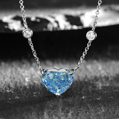 Ocean Blue Heart-Shaped Zircon Ring | S925 Sterling Silver Romantic Ring | High-Sense Minimalist Heart Jewelry | Luxury-Label Radiant Blue Gemstone Ring | 2026 High-Fashion Statuesque Women’s Fine Jewelry