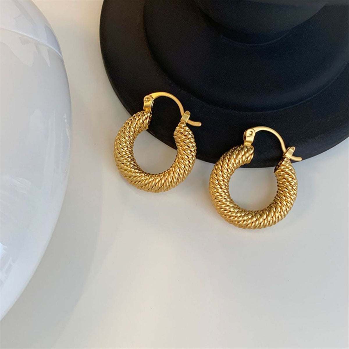 18k Gold Plated Braided Hoop Earrings