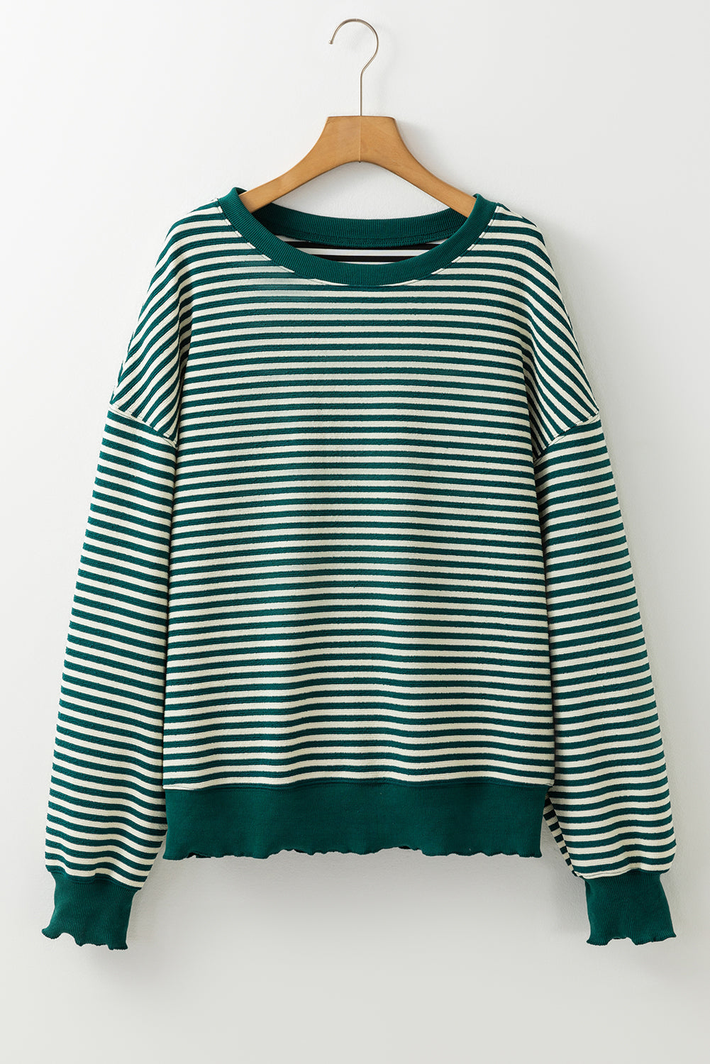 Threaded Pear Angie Stripe Loose Drop Shoulder Long Sleeve Top